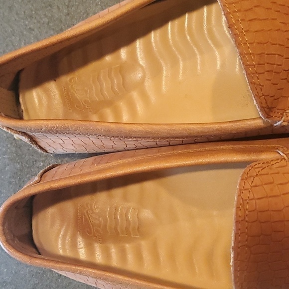 Sperry Camp Moc Tan Croc Embossed Leather Driving Loafers Mens